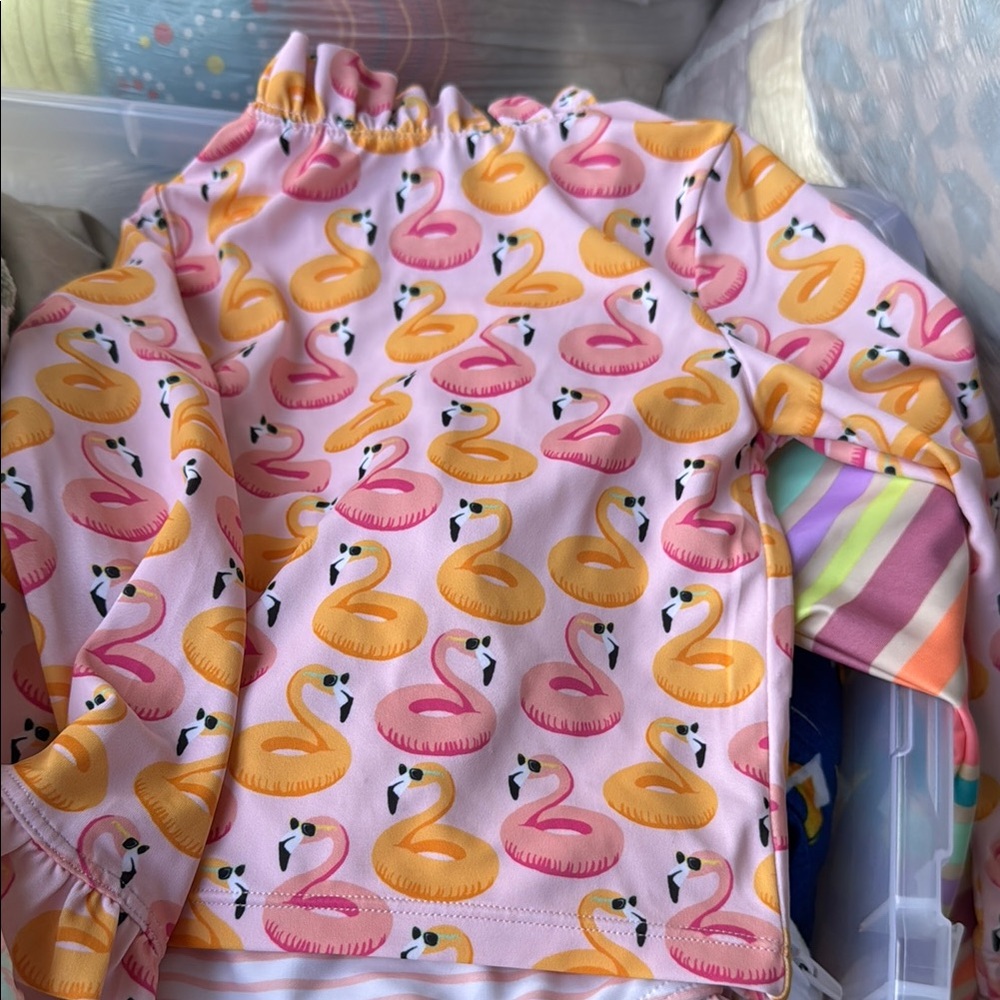 Pink and Orange Flamingo Print Shirt